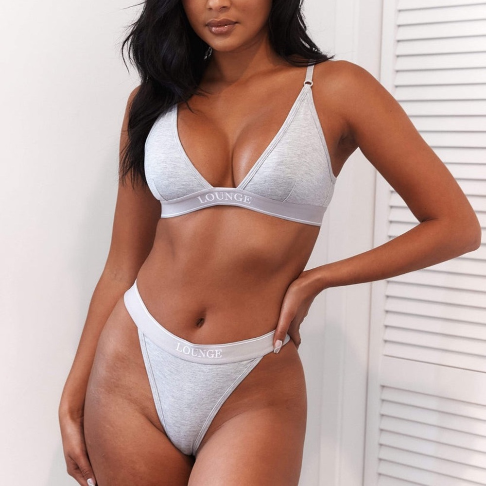 Lounge Triangle Bra & Thong - Grey